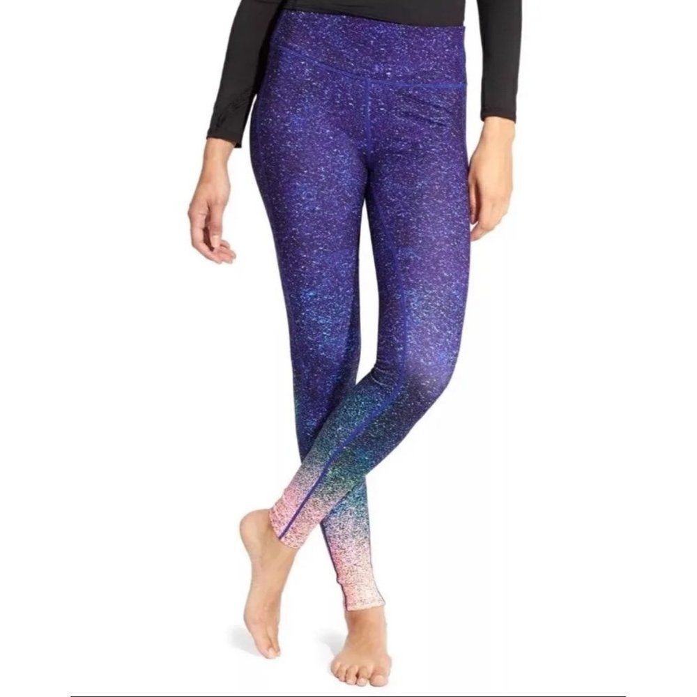 Athleta Ombre Galaxy Print Superluxe Tight Full Length Leggings Small Multicolor